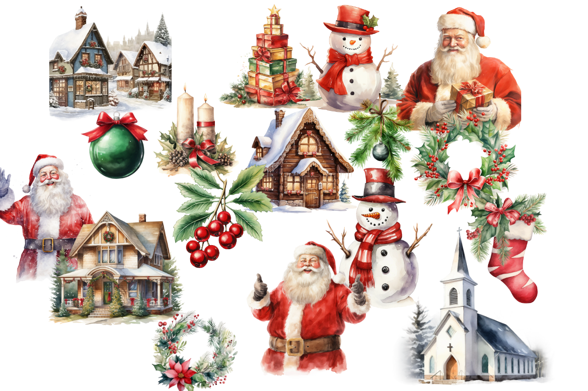 Watercolor Vintage Christmas MEGA Bundle - photo 7