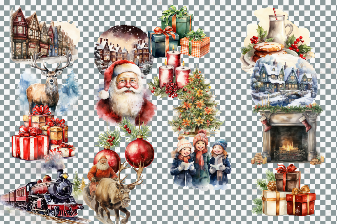 Watercolor Vintage Christmas MEGA Bundle - photo 8