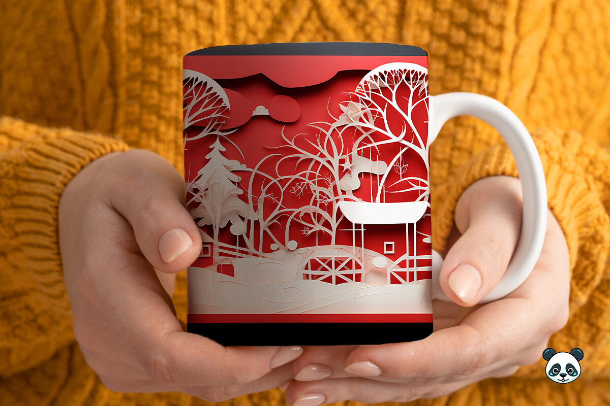 3D Christmas Mug Wrap Sublimation Graphic by Pandastic · Creative Fabrica