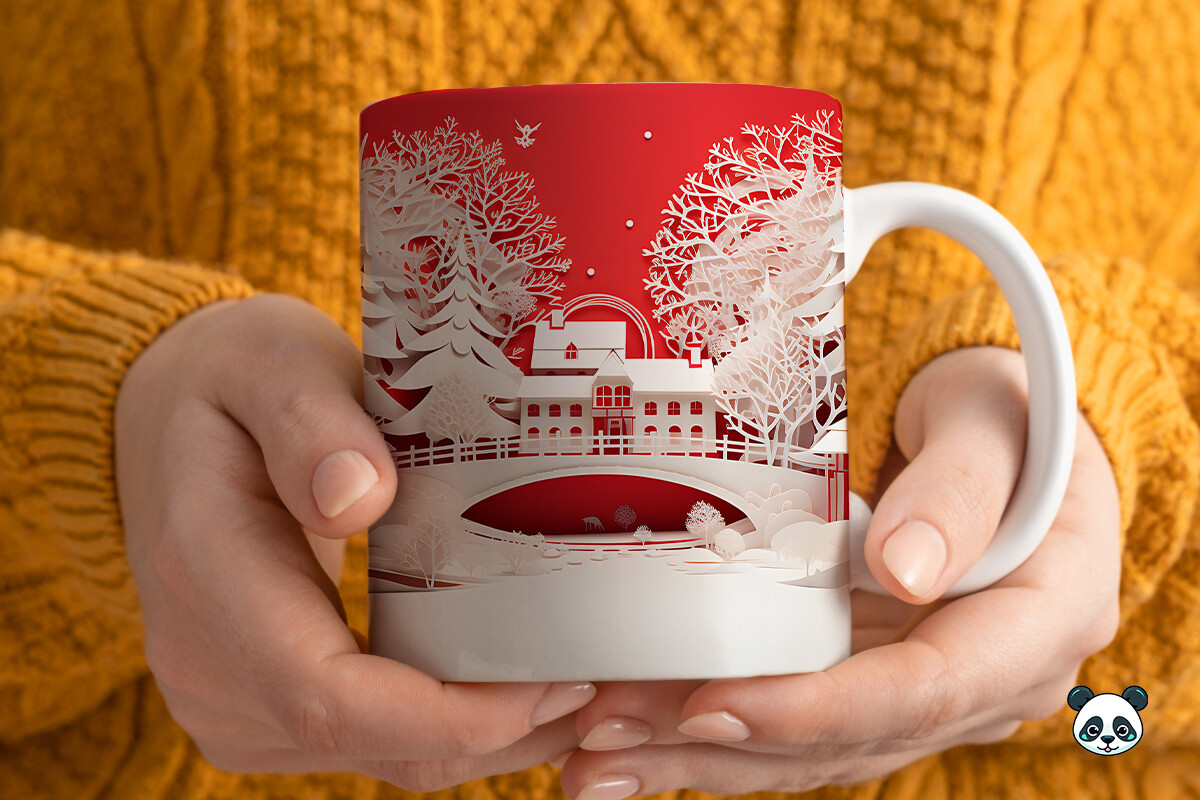 3D Christmas Mug Wrap Sublimation Graphic by Pandastic · Creative Fabrica