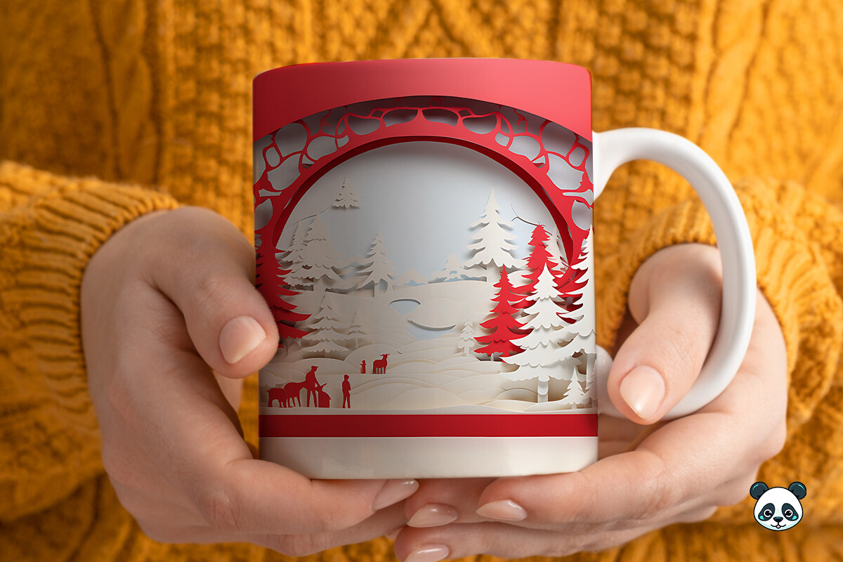 3D Christmas Mug Wrap Sublimation Graphic by Pandastic · Creative Fabrica