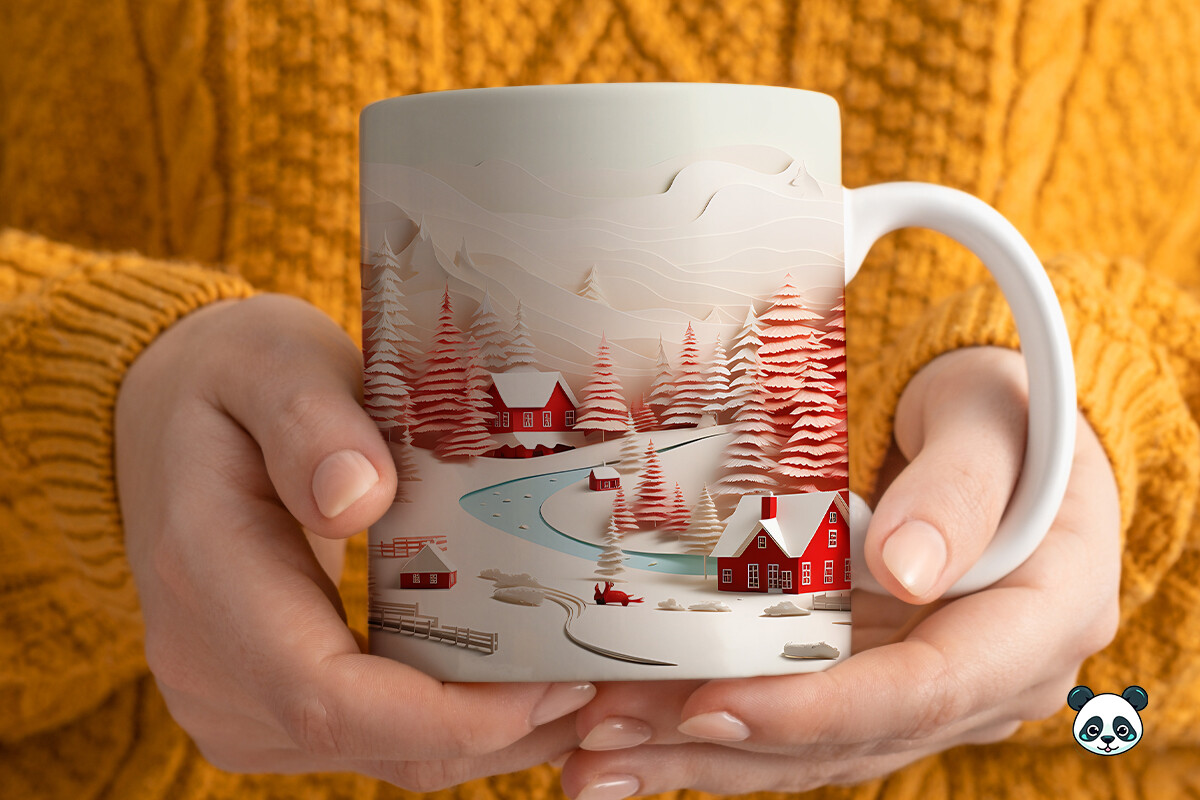 3D Christmas Mug Wrap Sublimation Graphic by Pandastic · Creative Fabrica