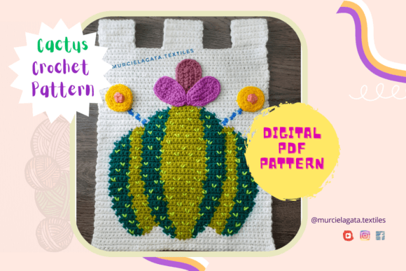 Cactus Crochet Wall Hanging Tapestry