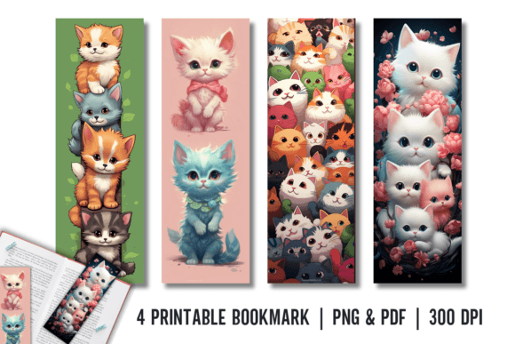 Cat Cute Bookmark Printable Sublimation Graphic Crafts By Babydell Art
