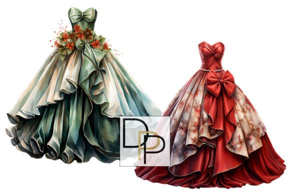 christmas dress clipart Christmas Gown Clipart Graphic by Digital Paper Packs · Creative Fabrica