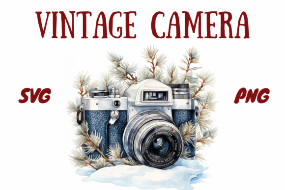 Christmas Vintage Camera PNG, SVG Bundle
