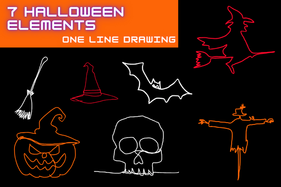Elements One Line Art for Halloween