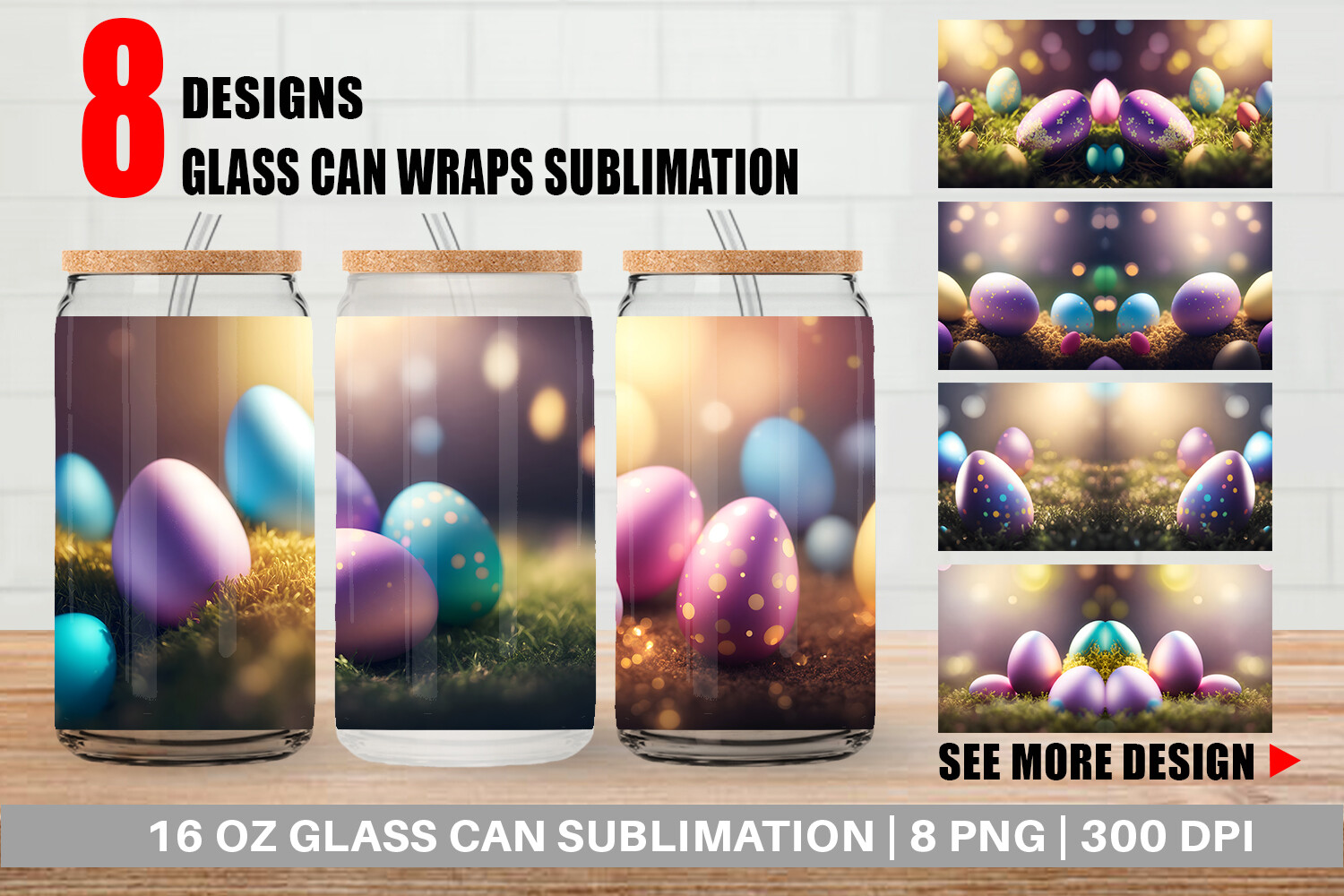 Glass Can Easter Egg Bokeh Graphic by Artnoy · Creative Fabrica
