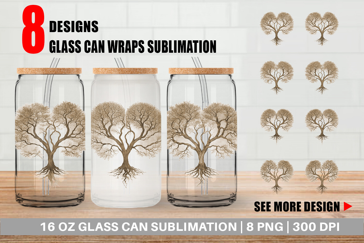 Glass Can Heart Shape Tree Graphic by Artnoy · Creative Fabrica