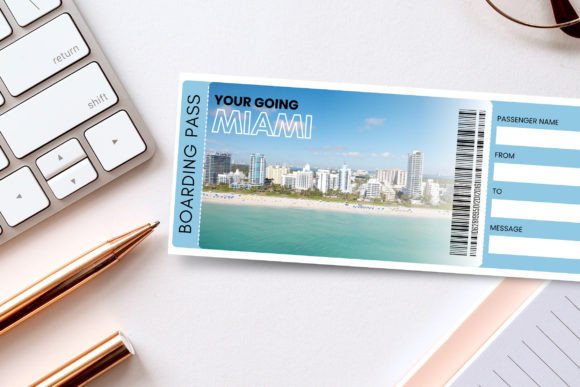 Miami Boarding Pass Editable Template
