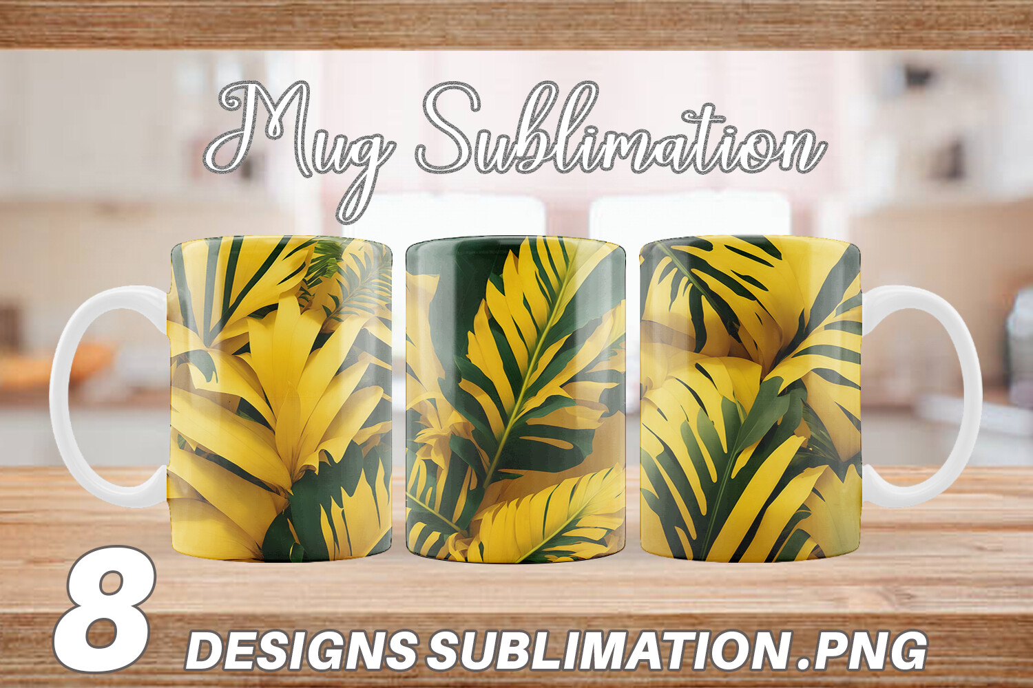 Mug Yellow Palm Leaves Graphic by Artnoy · Creative Fabrica