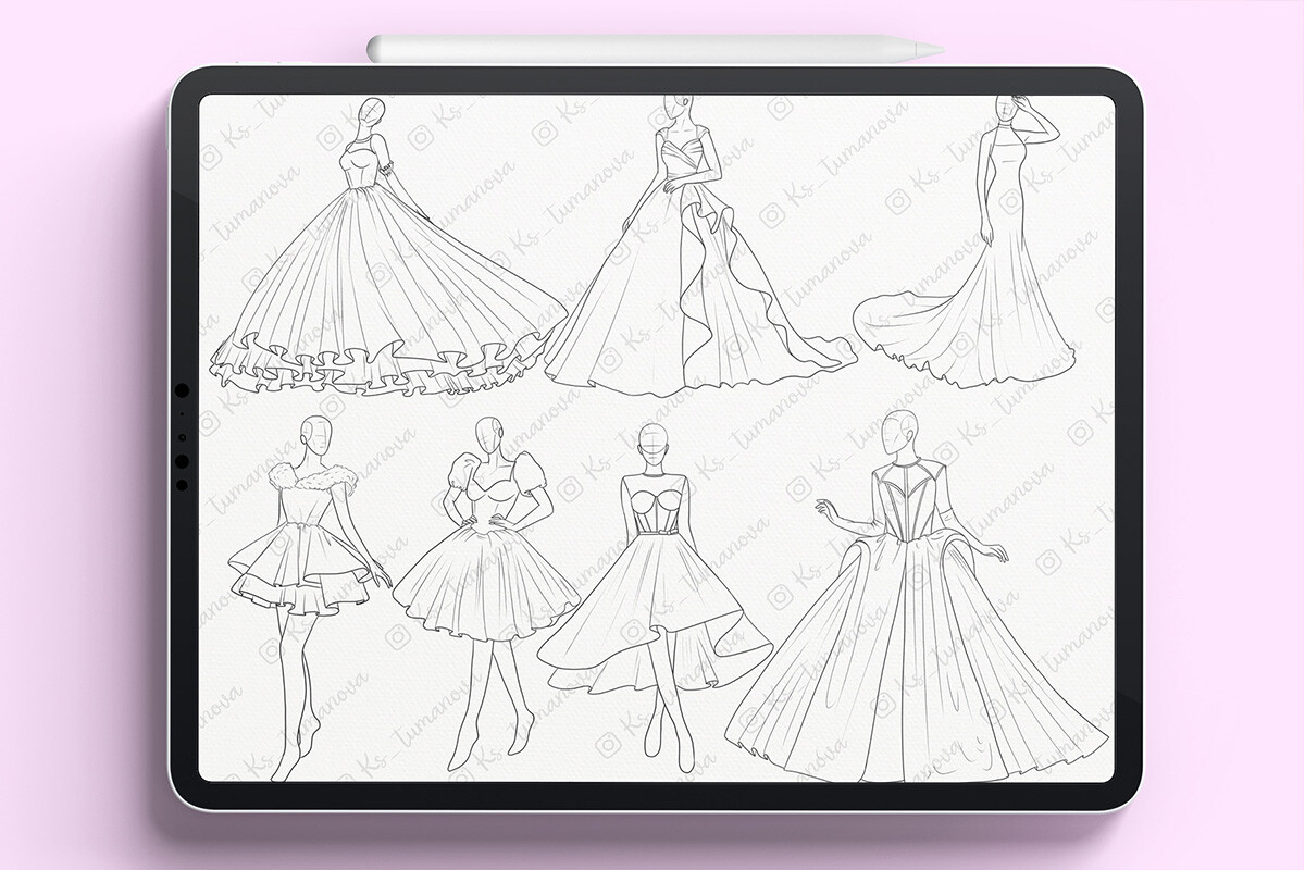 Procreate Dresses Stamps. Fashion - photo 2