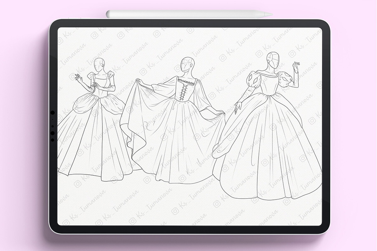 Procreate Dresses Stamps. Fashion - photo 3