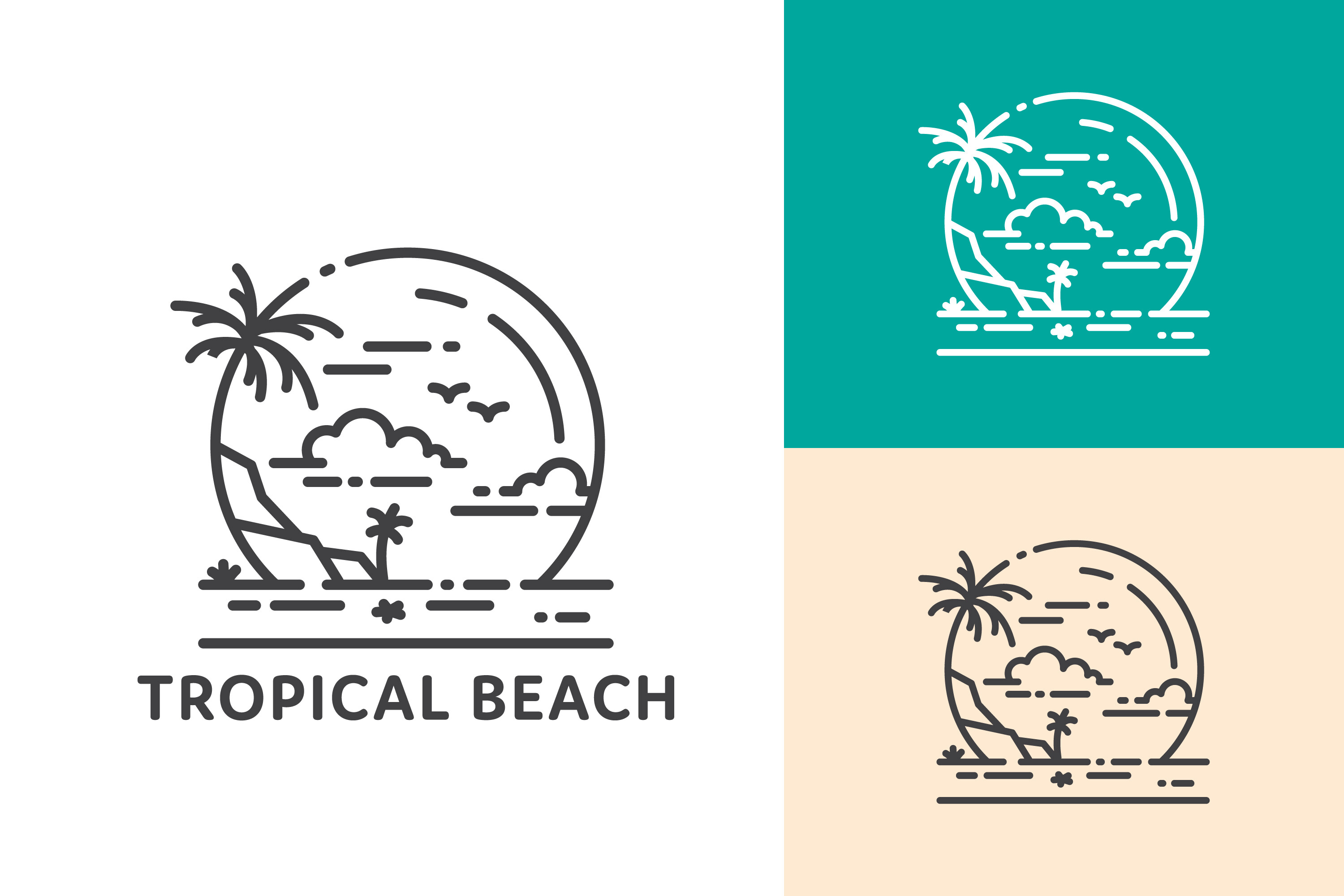 Tropical Beach Line Art Logo Graphic by sabavector · Creative Fabrica