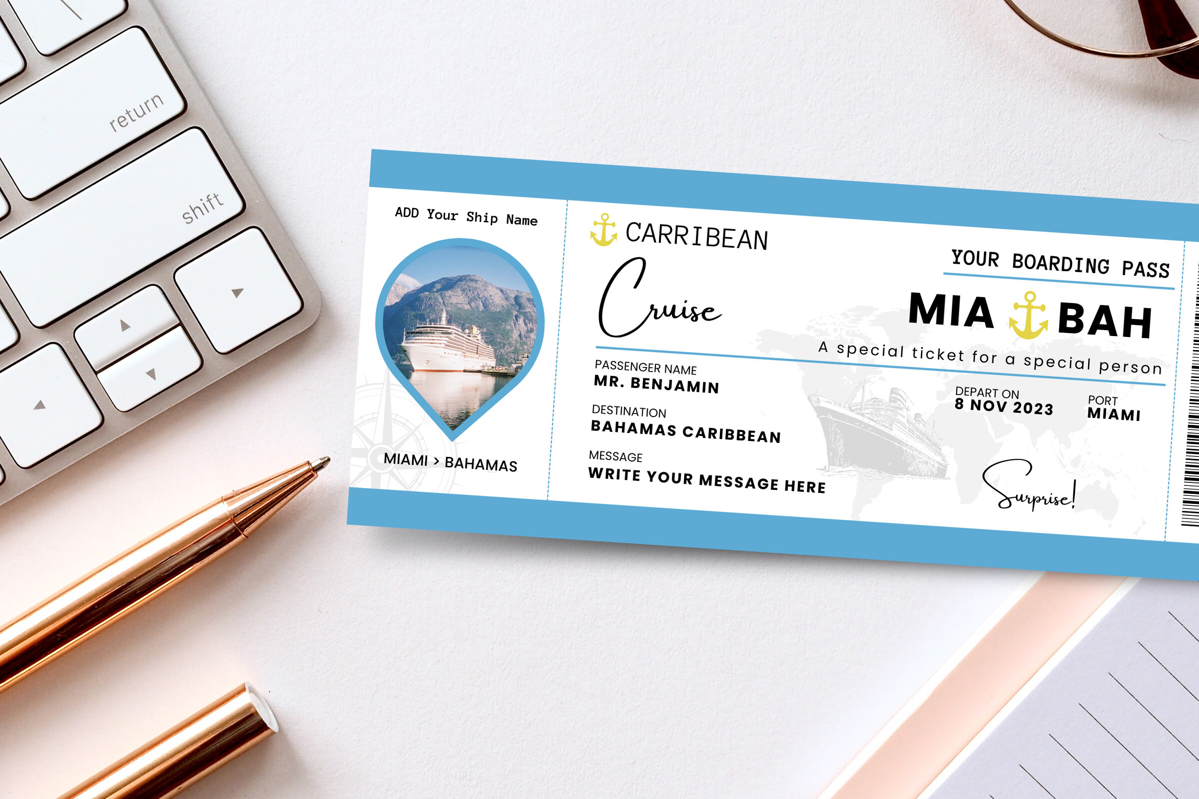 Editable Cruise Ticket Template