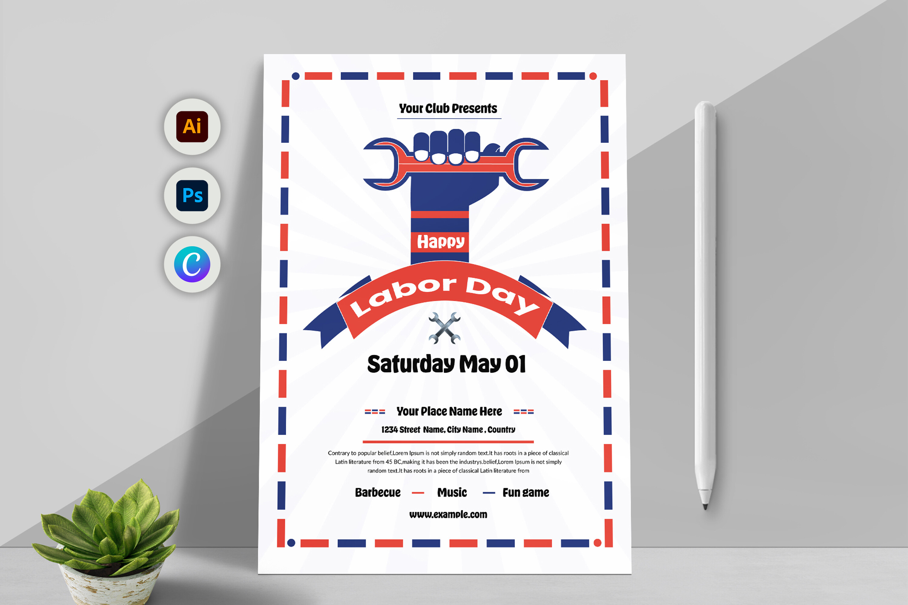 Labor Day Celebration Flyer & Canva Edit