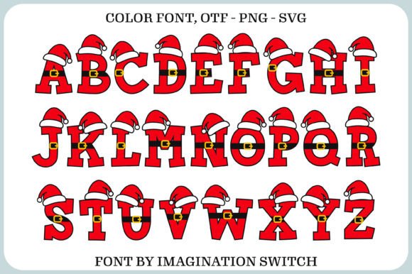 Red Santa Font PNG with transparent background - Preview 1
