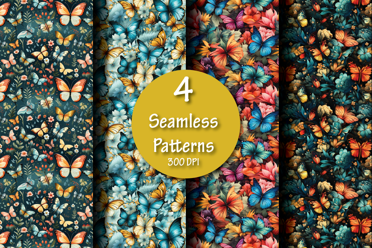 Seamless Butterfly Patterns Graphic by Laura's Imperfections · Creative ...