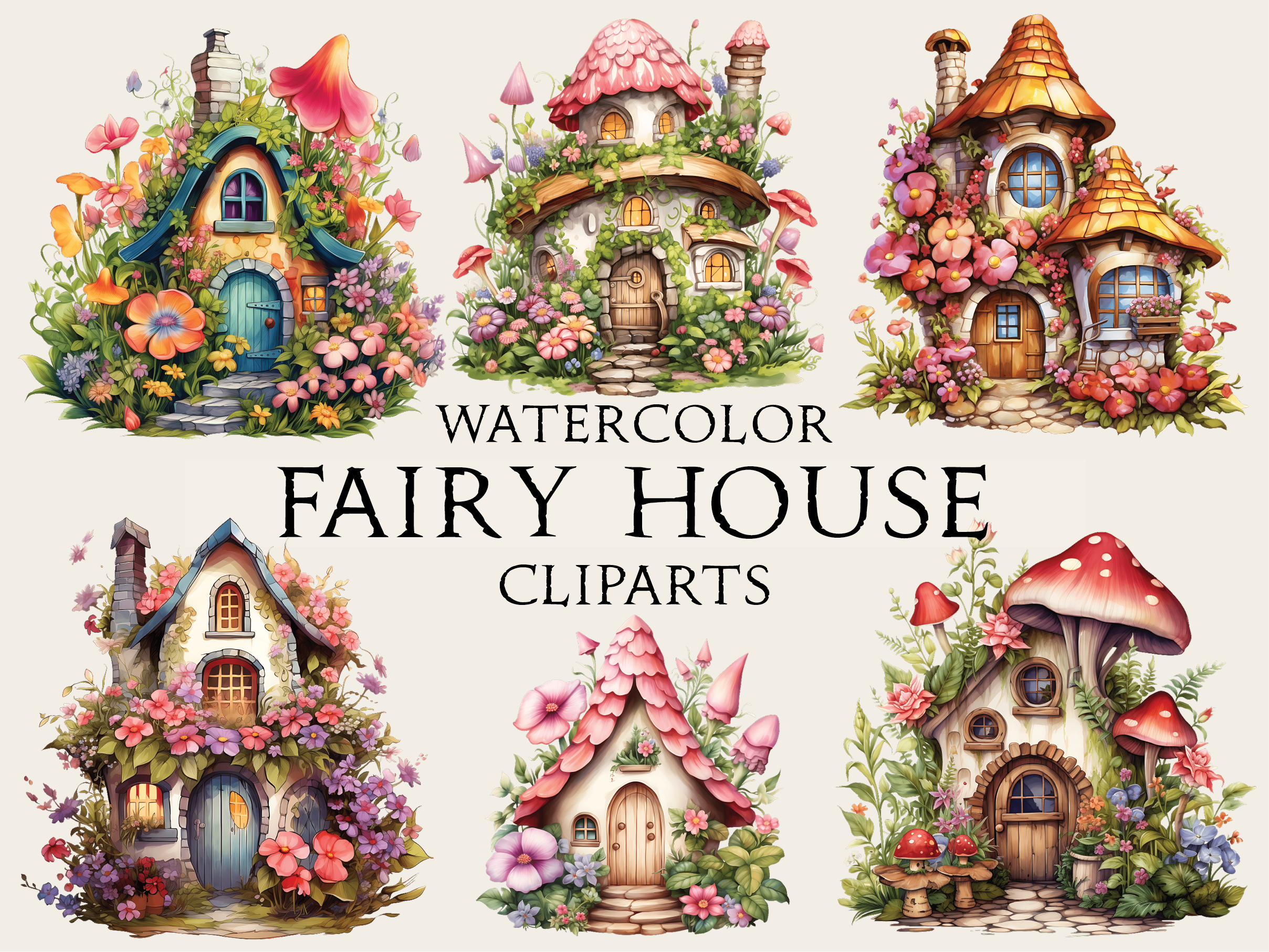 Watercolor Fairy House Cliparts Graphic by Abdel designer · Creative ...