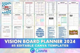 Canva Editable Vision Board Planner 2024 Graphic by KDP Mount ...