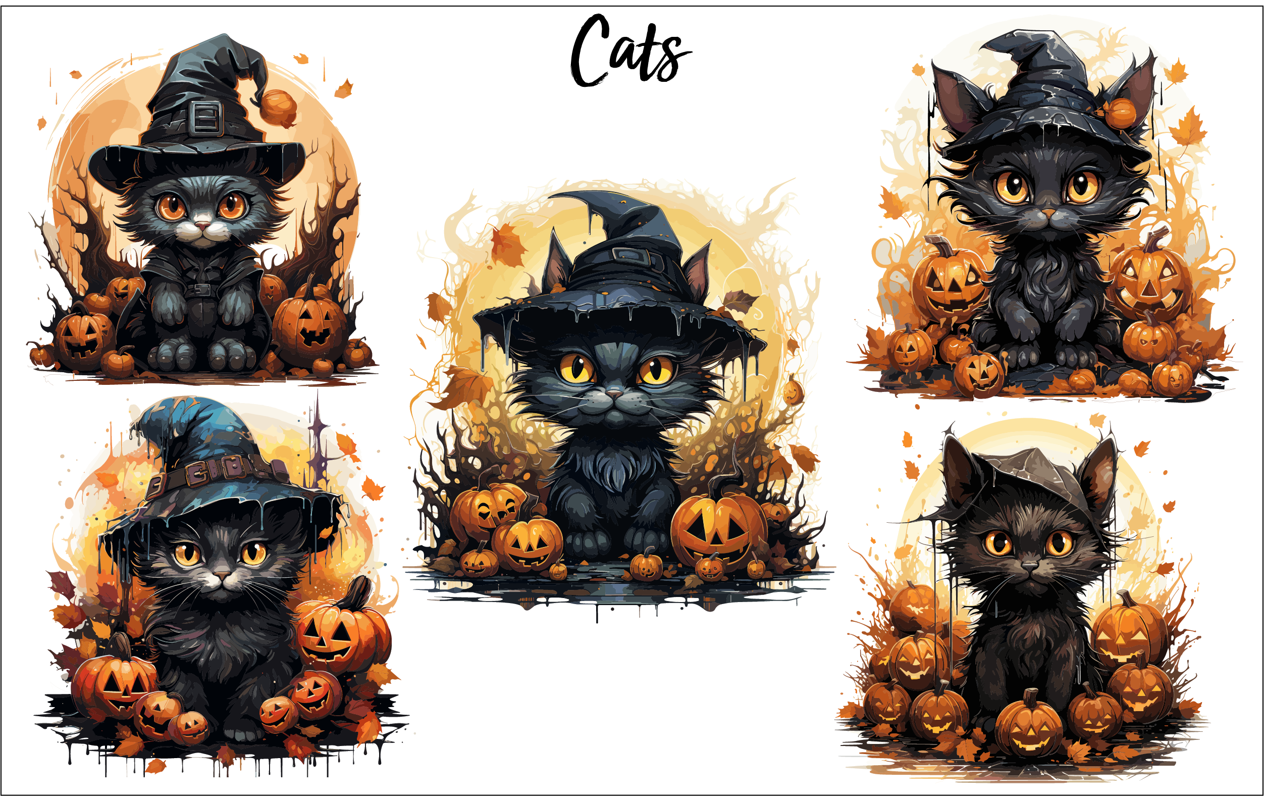 Cats Halloween Clipart Bundle Graphic by NESMLY · Creative Fabrica