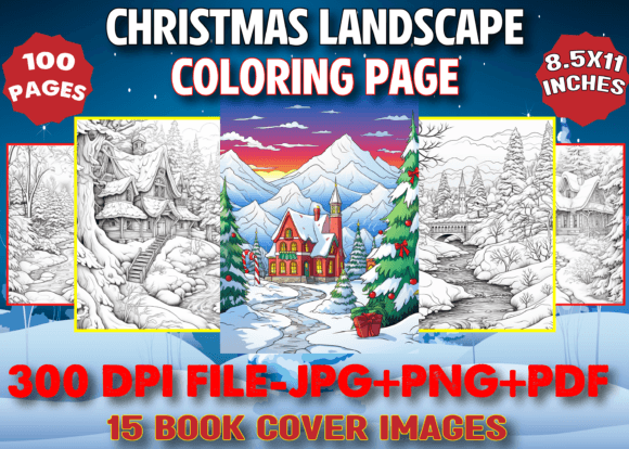 Christmas Landscape Coloring Page