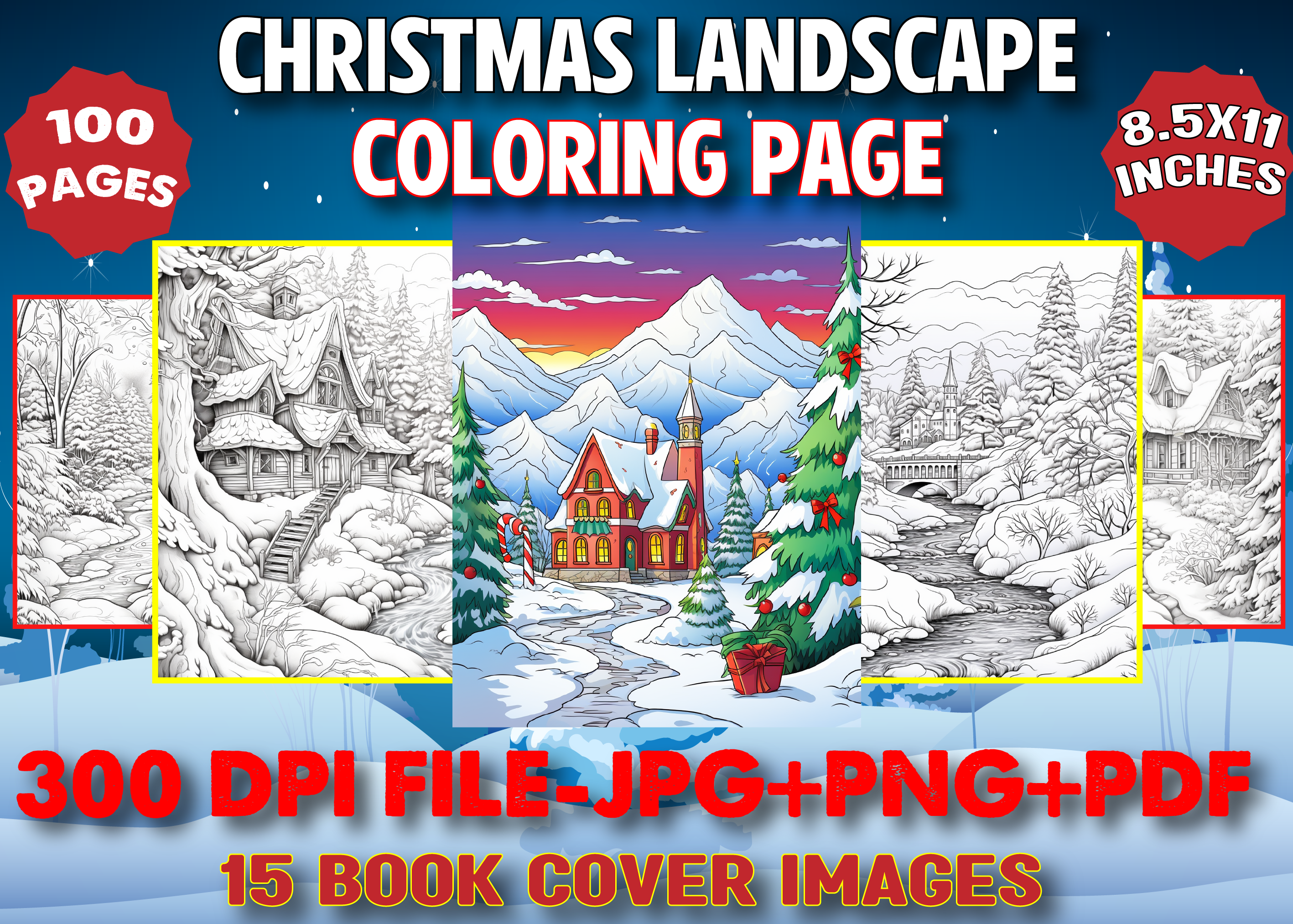 Christmas Landscape Coloring Page