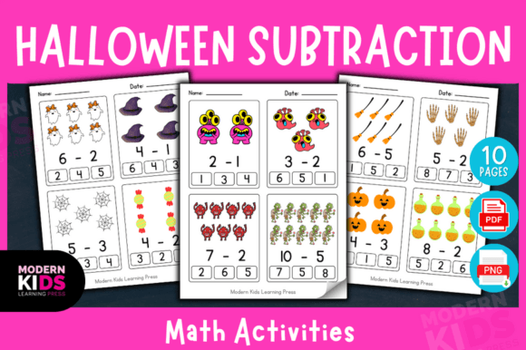 Halloween Spooky Subtraction Clip Cards