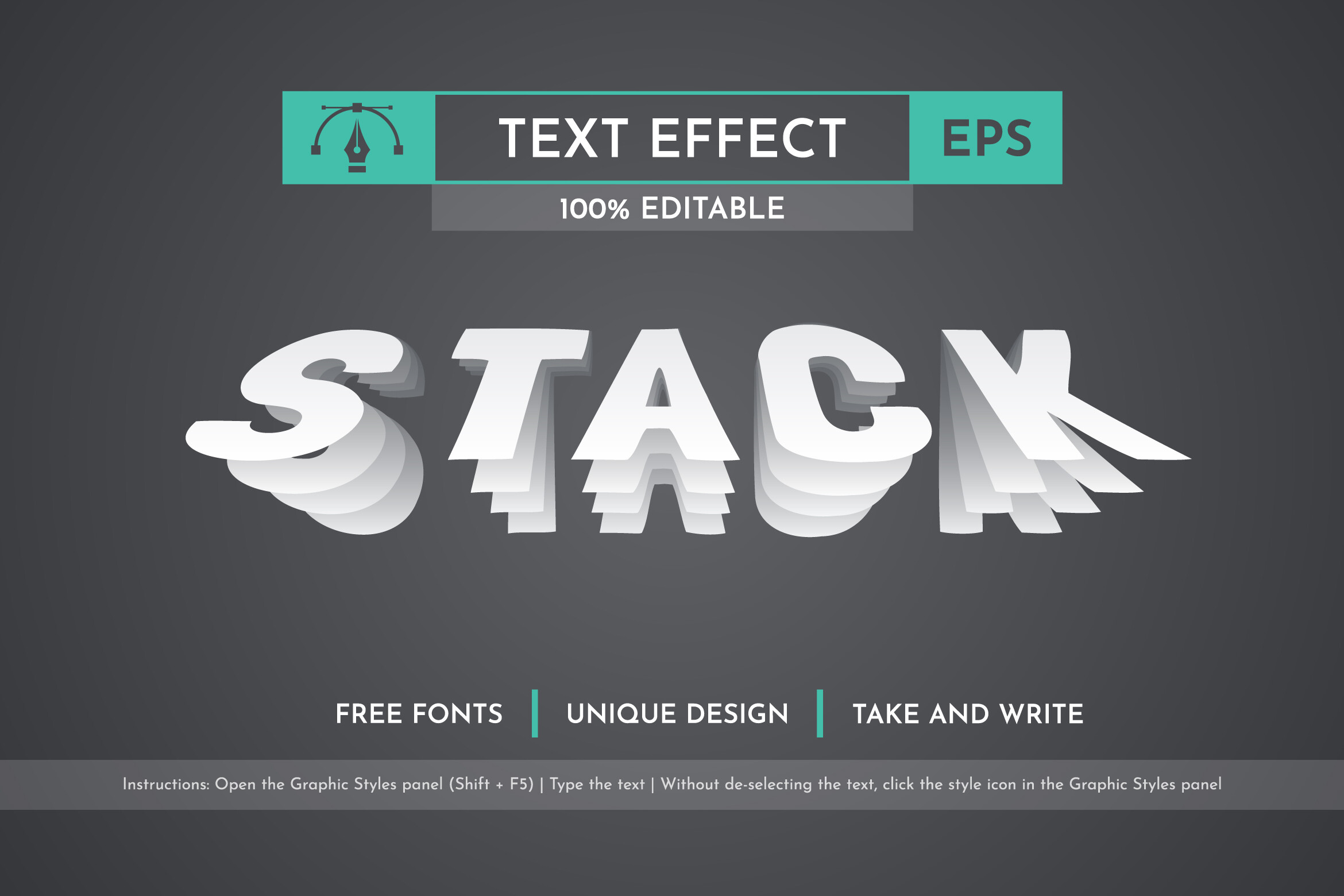 Stack - Editable Text Effect, Font Style Graphic by rwgusev · Creative ...