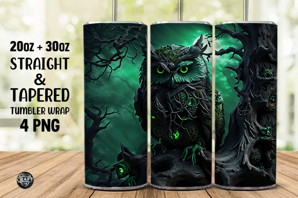 3D Halloween Owl Tumbler Wrap 20oz Desig