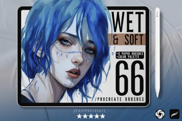 66 Wet & Soft Procreate Brushes Graphic Brushes By EasyProcreate