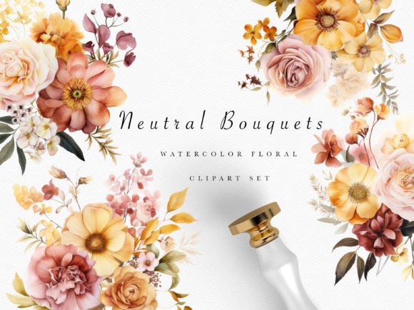 Autumn Floral Bouquet Clipart Bundle