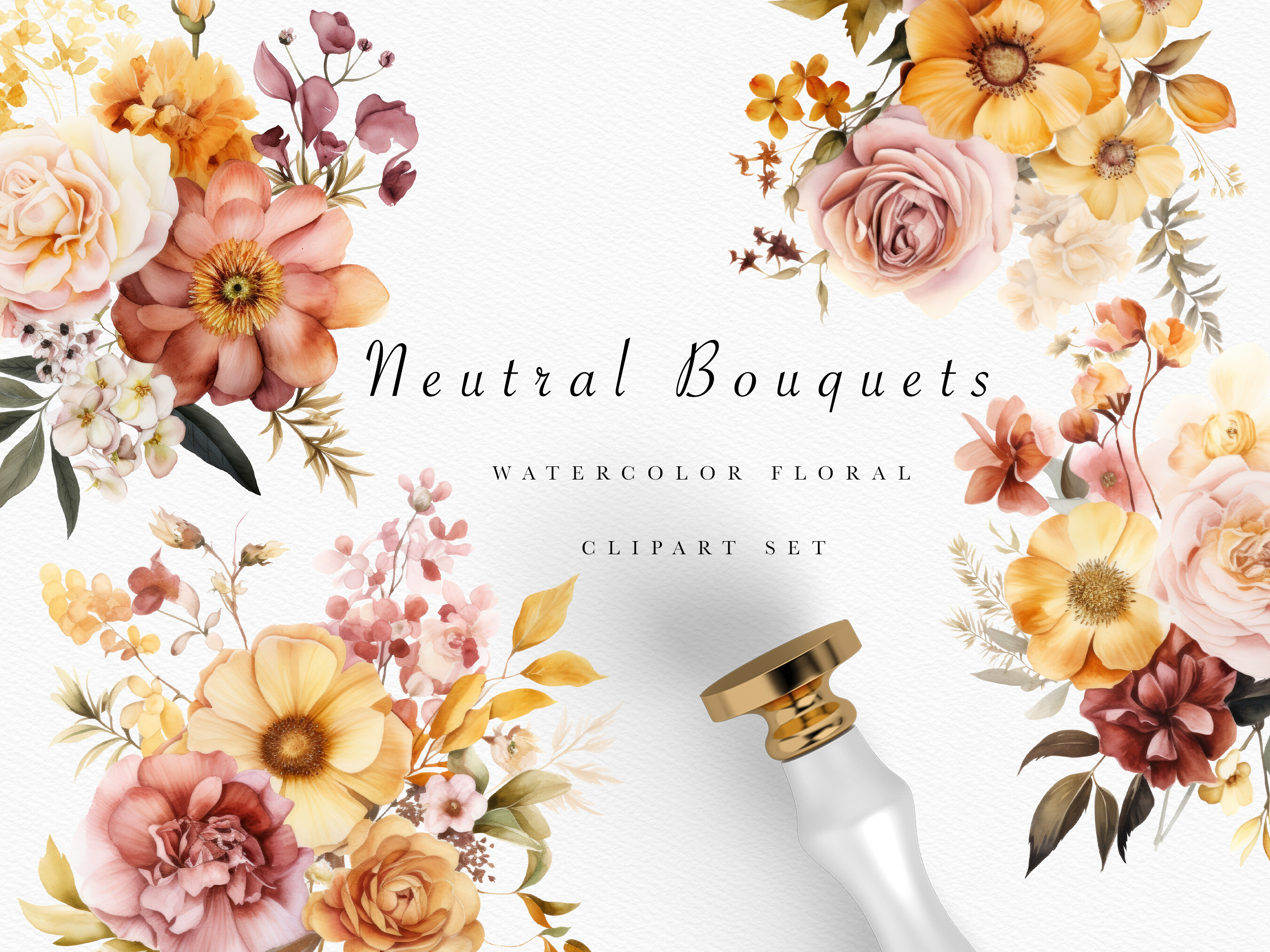 Autumn Floral Bouquet Clipart Bundle