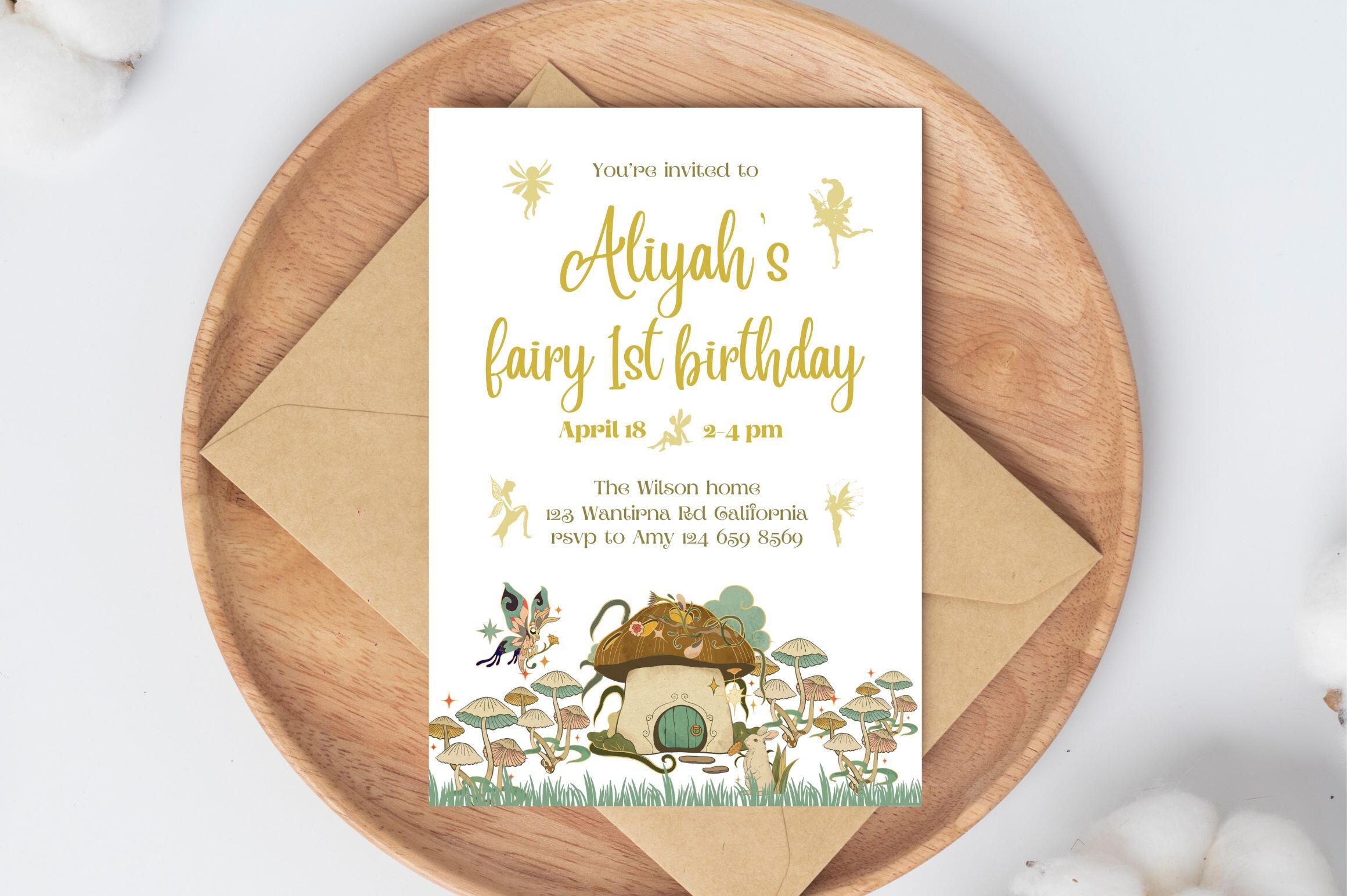 Fairy Invitation Party Canva Template