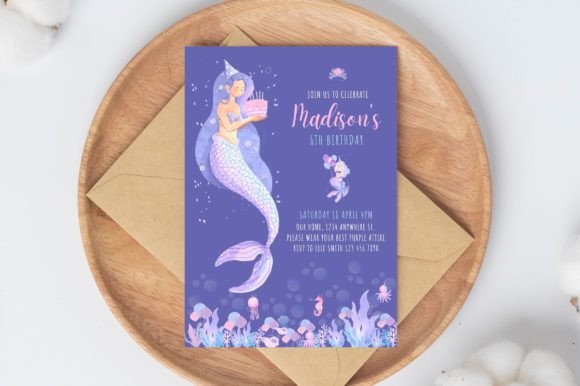 Mermaid Invitation Canva Template