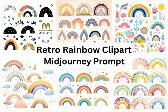 Prompt for Retro Rainbow Clipart