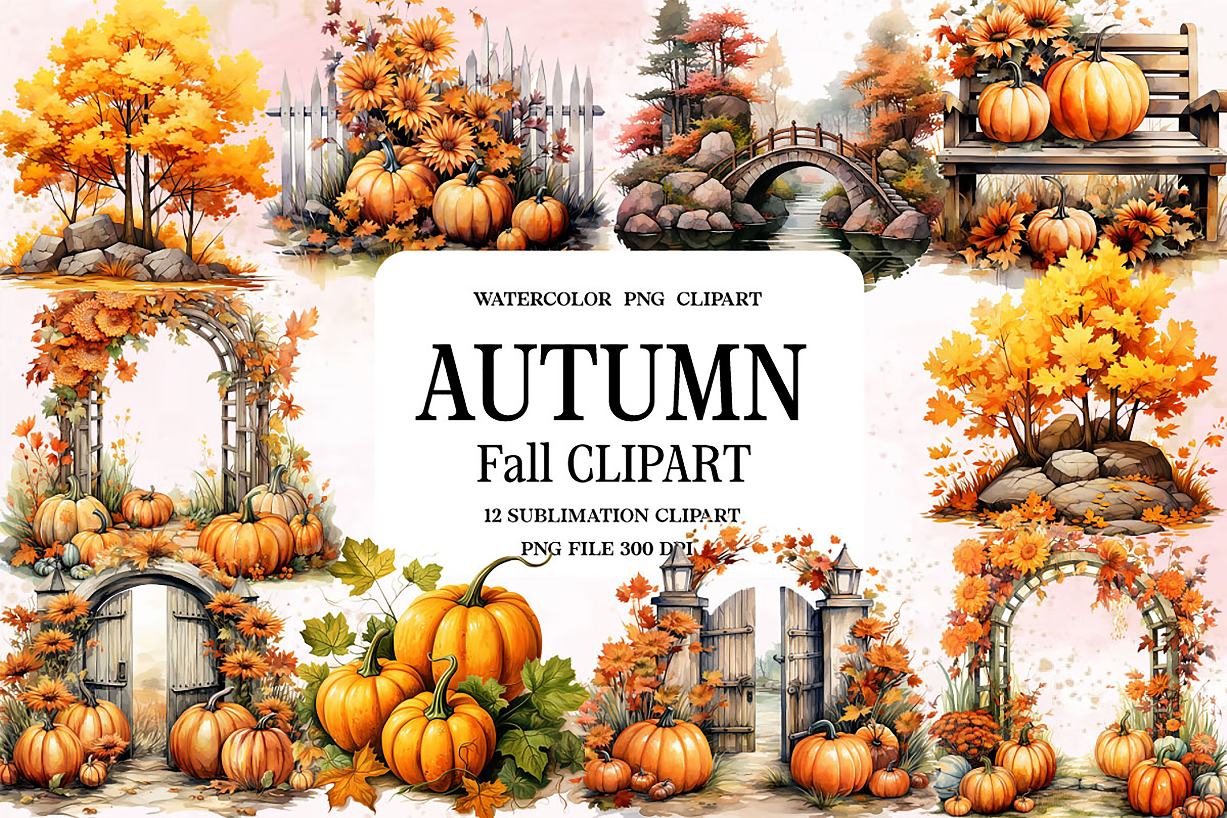 Watercolor Fall Autumn Clipart Graphic by Ak Artwork · Creative Fabrica