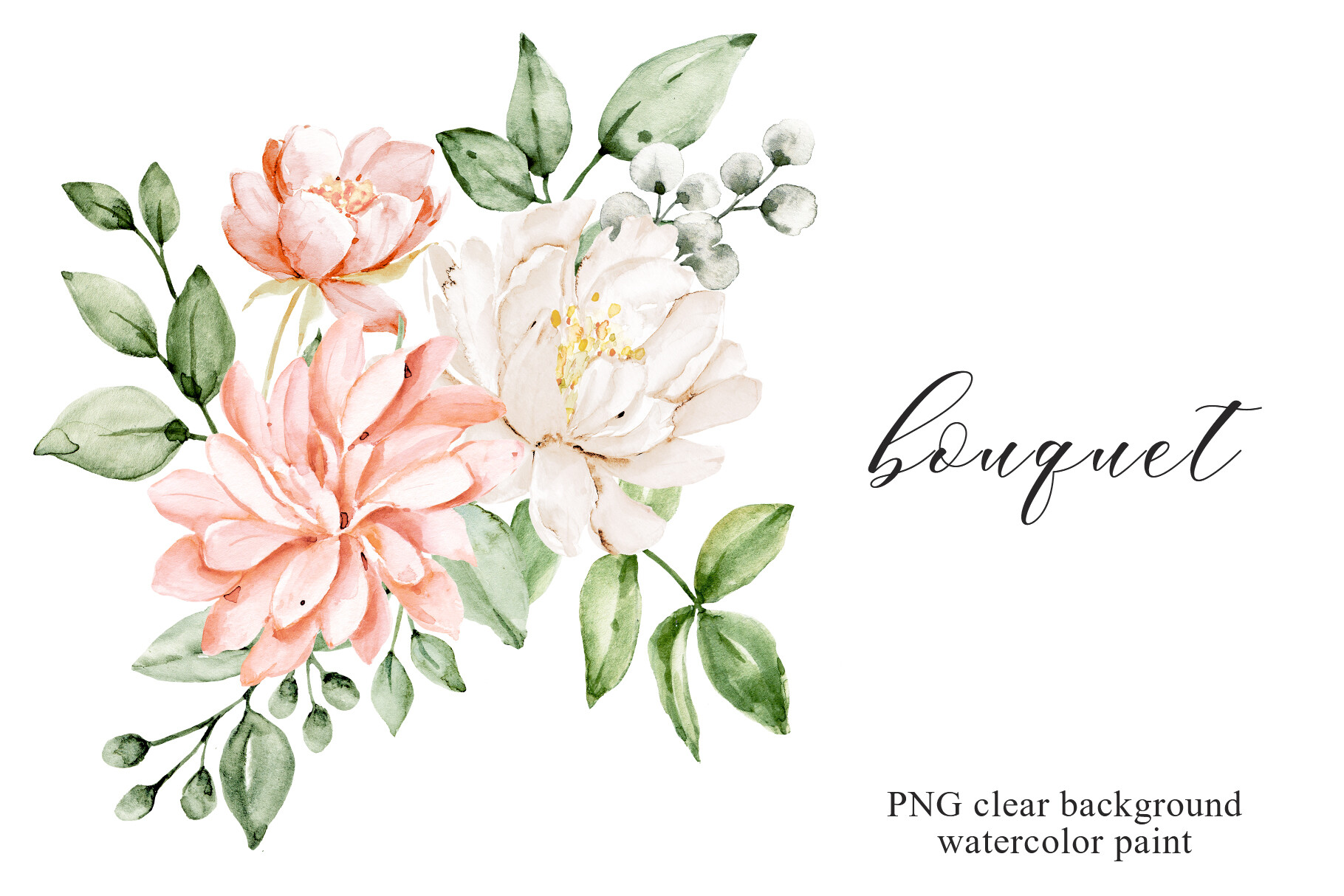 Watercolor Flowers Clipart Peonies, PNG