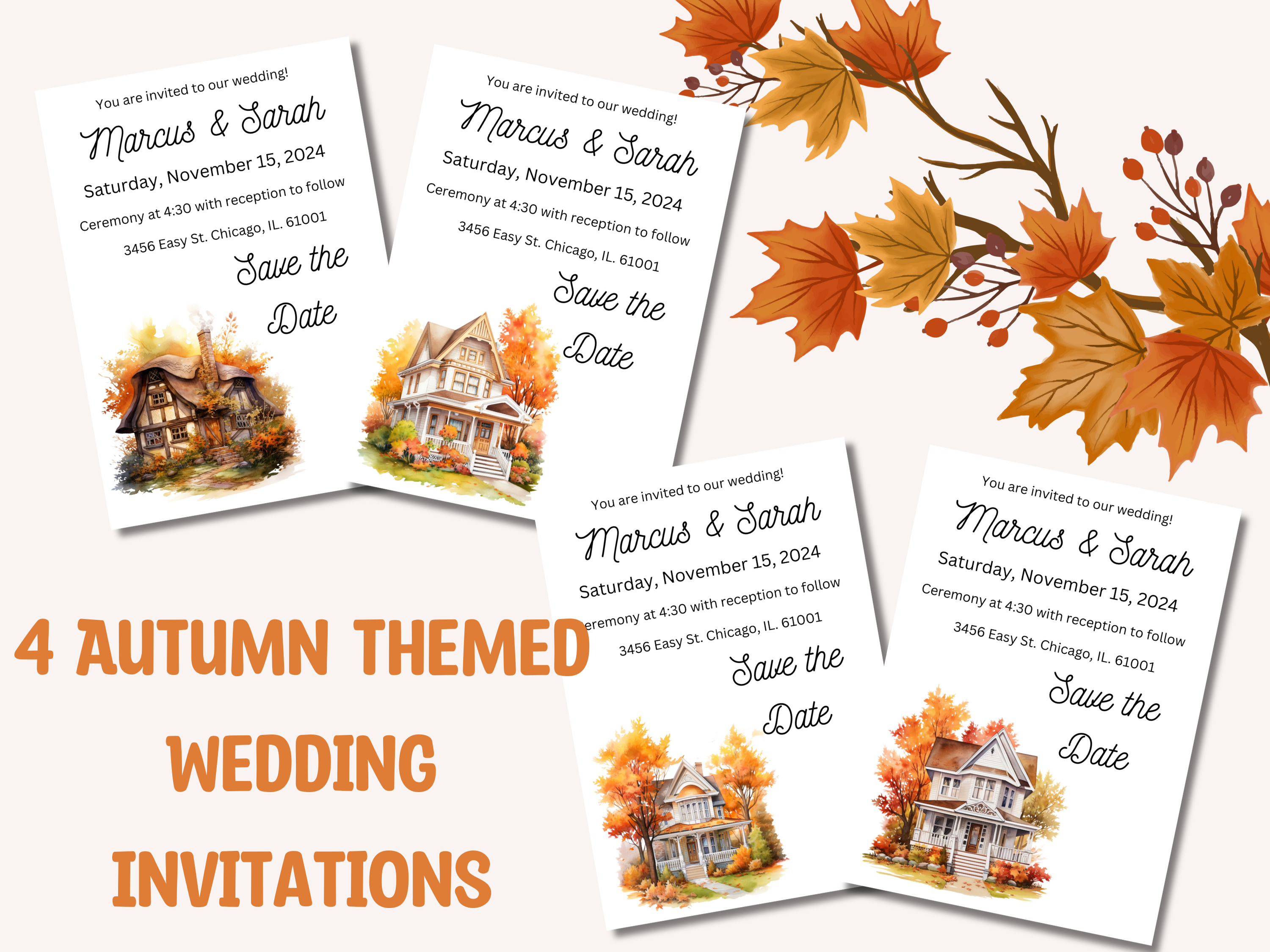 Wedding Invitations- Canva- Autumn Theme