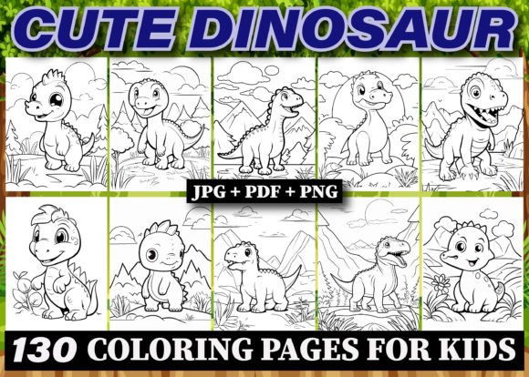 130 Cute Dinosaur Coloring Pages for Kid