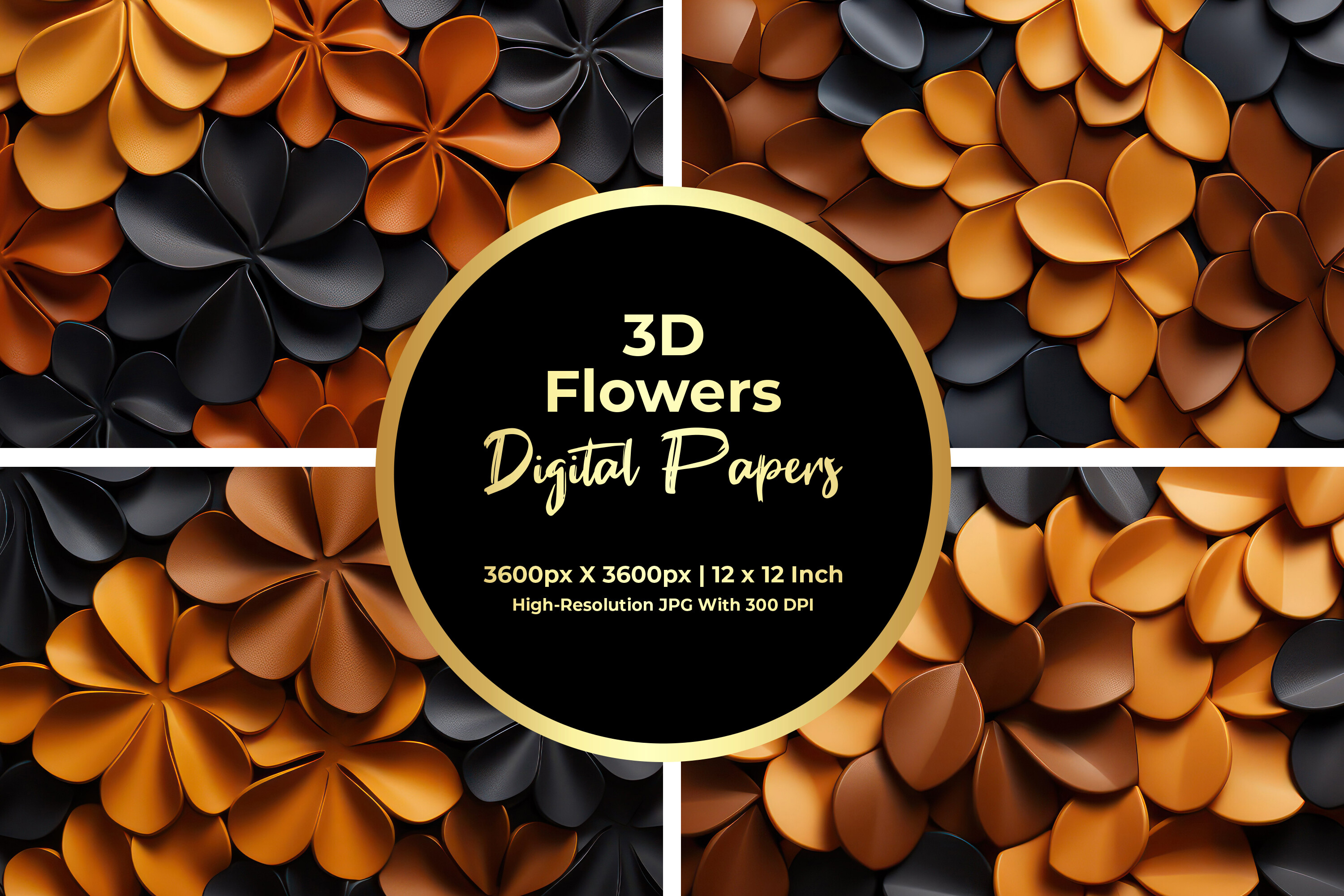 3D Flowers Digital Paper Graphic by Creative World · Creative Fabrica
