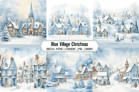 Blue Village Christmas Background