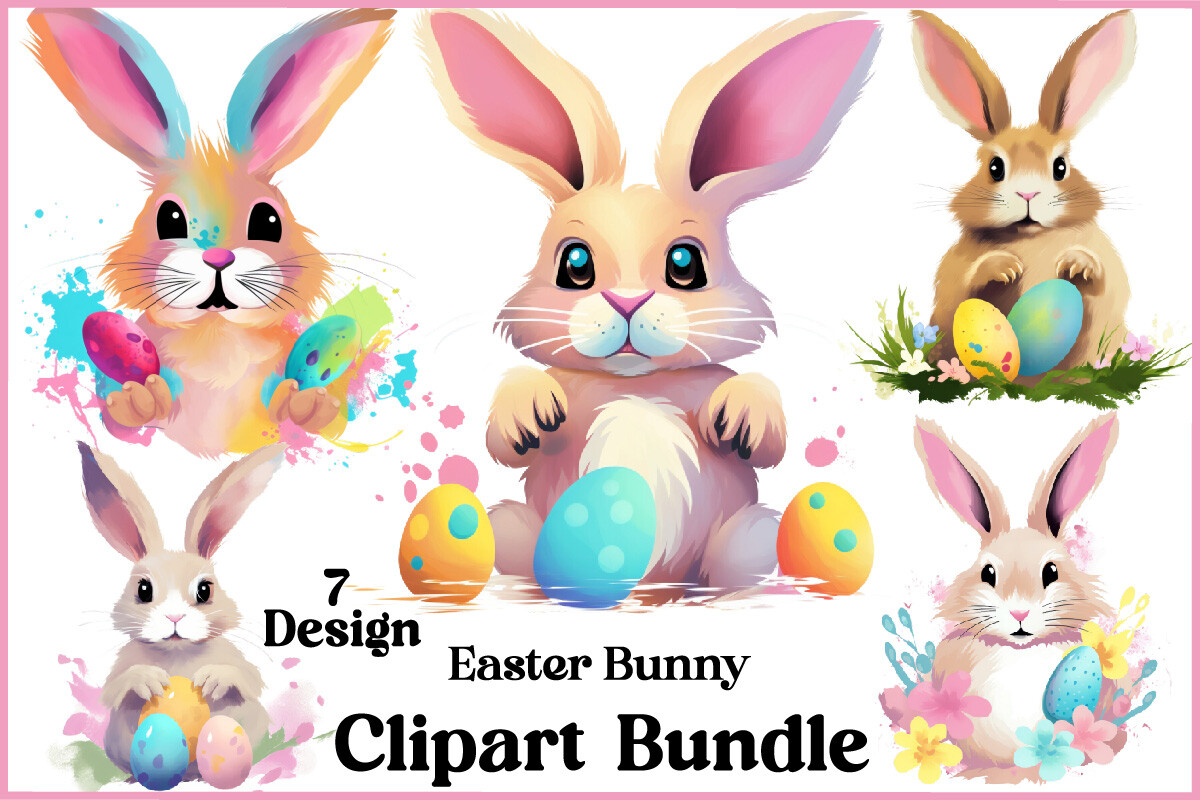 Easter Bunny Clipart PNG Bundle Graphic by Bundle · Creative Fabrica