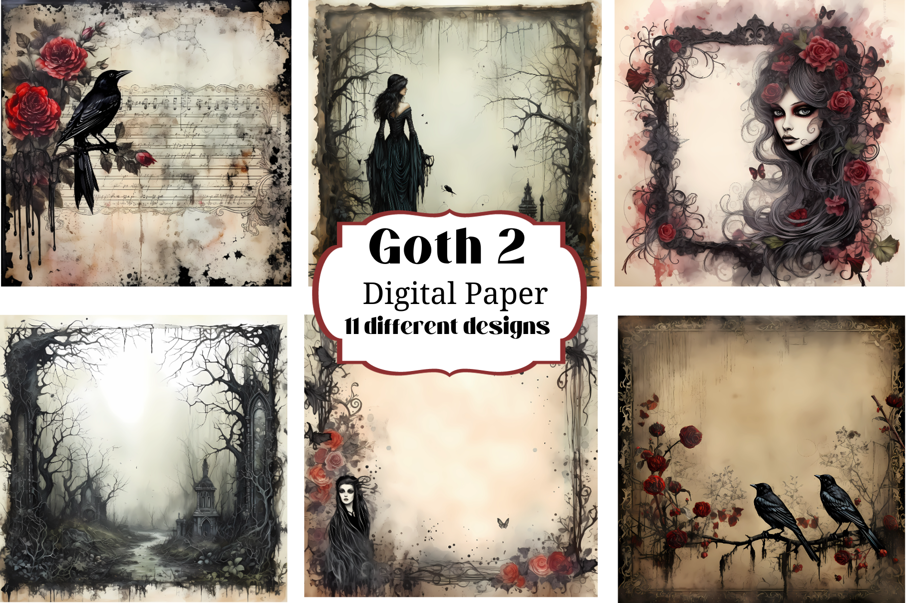 Goth Gothic Digital Paper Backgrounds #2 Graphic by Laura Beth Love ...