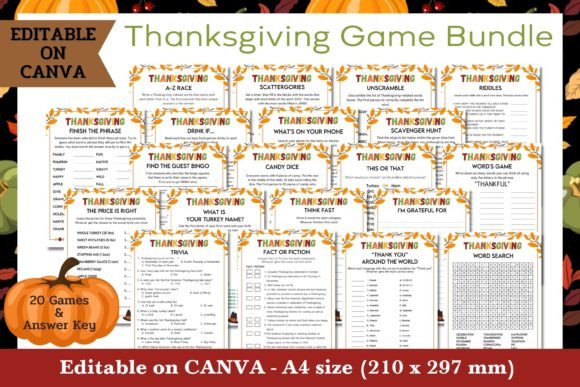 Thanksgiving Game Bundle - Editable
