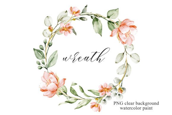 Wreath with Watercolor Flowers, Frame.
