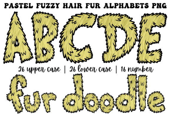 Yellow Pastel Fur Alphabet Doodle Letter Graphics