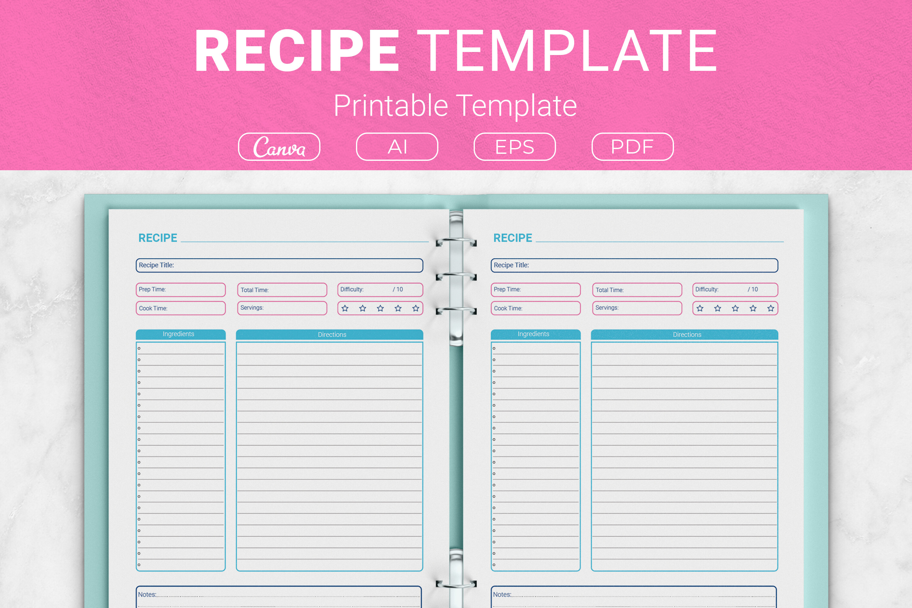 Blank Recipe Journal Printable Template