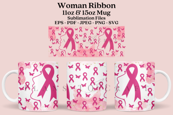 Breast Cancer Ribbon Mug Wrap Svg Graphics