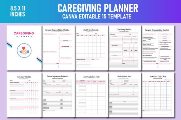 Caregiving Planner Canva KDP Interiors Gráfico Planificadores y agendas Por Lavlu Creative Zone
